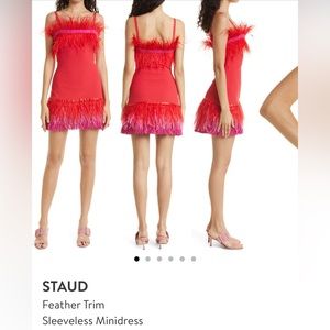 STAUD Red and pink mini dress